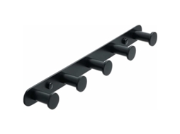 Gancho de Parede para Toalhas, com Parafuso, em Aço Inoxidável Preto Fosco, 5 Ganchos Redondos, Ideal para Banheiro e Cozinha BRILVIBERA