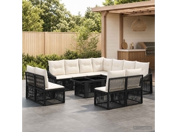 Vidaxl Conjunto De Sofá De Jardim 12 Unid. Preto E Branco Creme