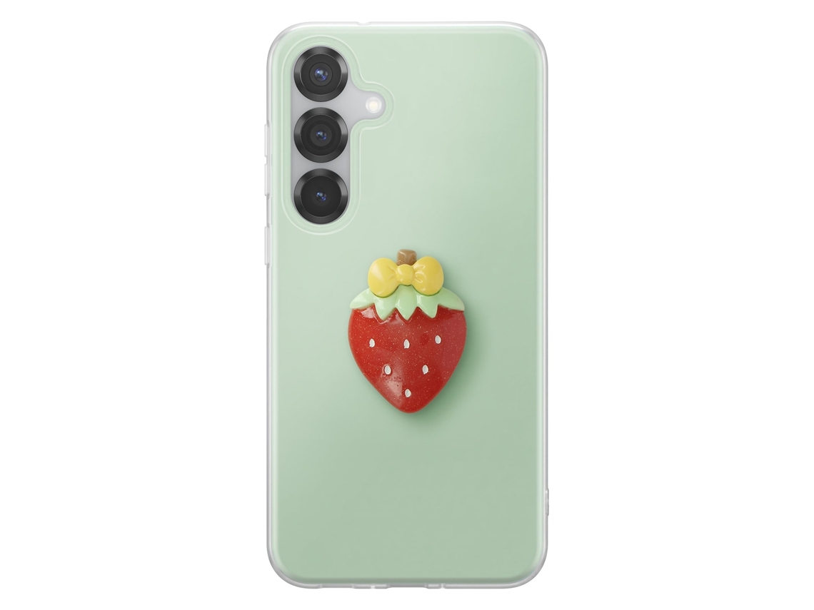 Capa Para Galaxy S24 / S25 Com Motivo De Morango Em Relevo 3d E Borda Elevada
