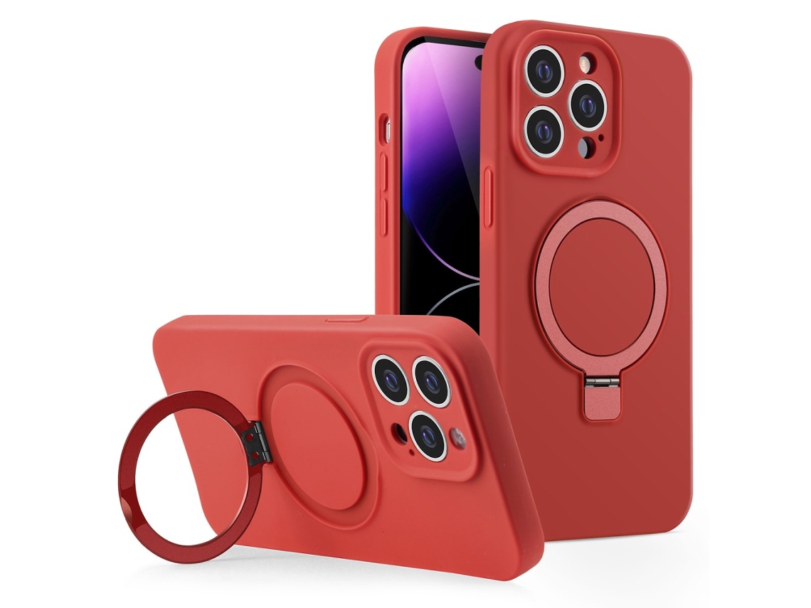 Suporte Casa Para Iphone 15 Pro Silicone Magnética Vermelho