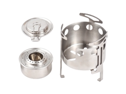 Estufa De Alcohol Portátil 130ml 2 En 1 Acero Inoxidable Con Tapa Y Soporte Para Camping Y Senderismo