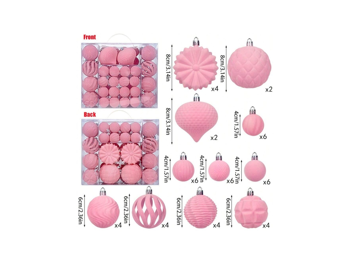 Set Caixa Natal 4cm6cm8cm/48un, Bolas Plásticas Felpudas Especiais, Enfeites De Natal Artesanais Igvtrade
