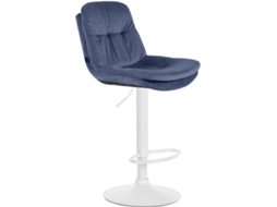 Banco De Bar Em Veludo Laurel Azul/metal Fosco Branco Clp