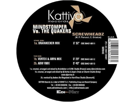 Vinil Screwheadz, Mindstomper Vs. The Quakers Kattiva Records