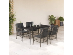 Vidaxl 5 Pcs Conjunto De Jantar P/ Jardim C/ Almofadões Vime Pe Cinza