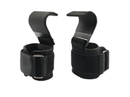 Omni-grips para levantamento de peso com pulseiras, gancho de aço, antiderrapante, ajustável, para academia e fitness, preto.