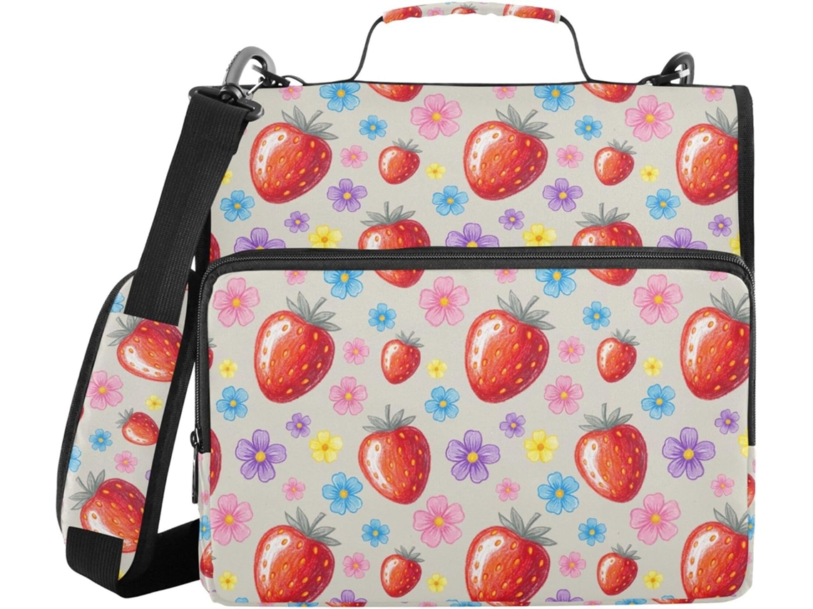 Pasta organizadora com alça de ombro, diversos bolsos de 3,8 cm, 3 compartimentos com fecho, ideal para documentos.