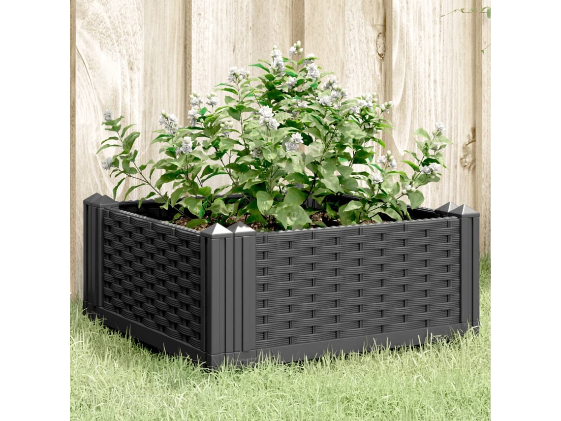 Vidaxl Vaso/floreira De Jardim C/ Estacas 42,5x42,5x28,5 Cm Pp Preto