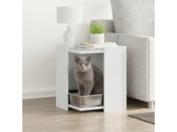 Vidaxl Compartimento P/ Caixa De Areia De Gatos Deriv. Madeira Branco