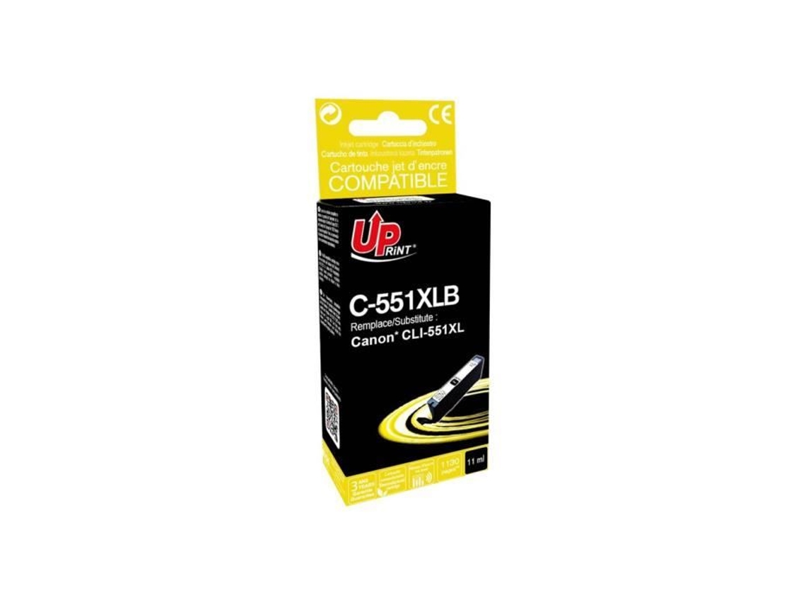 Cartucho de Tinta Preto Remanufaturado UPRINTJET C-551Xlb de 11 Ml para Canon Cli-551Xl
