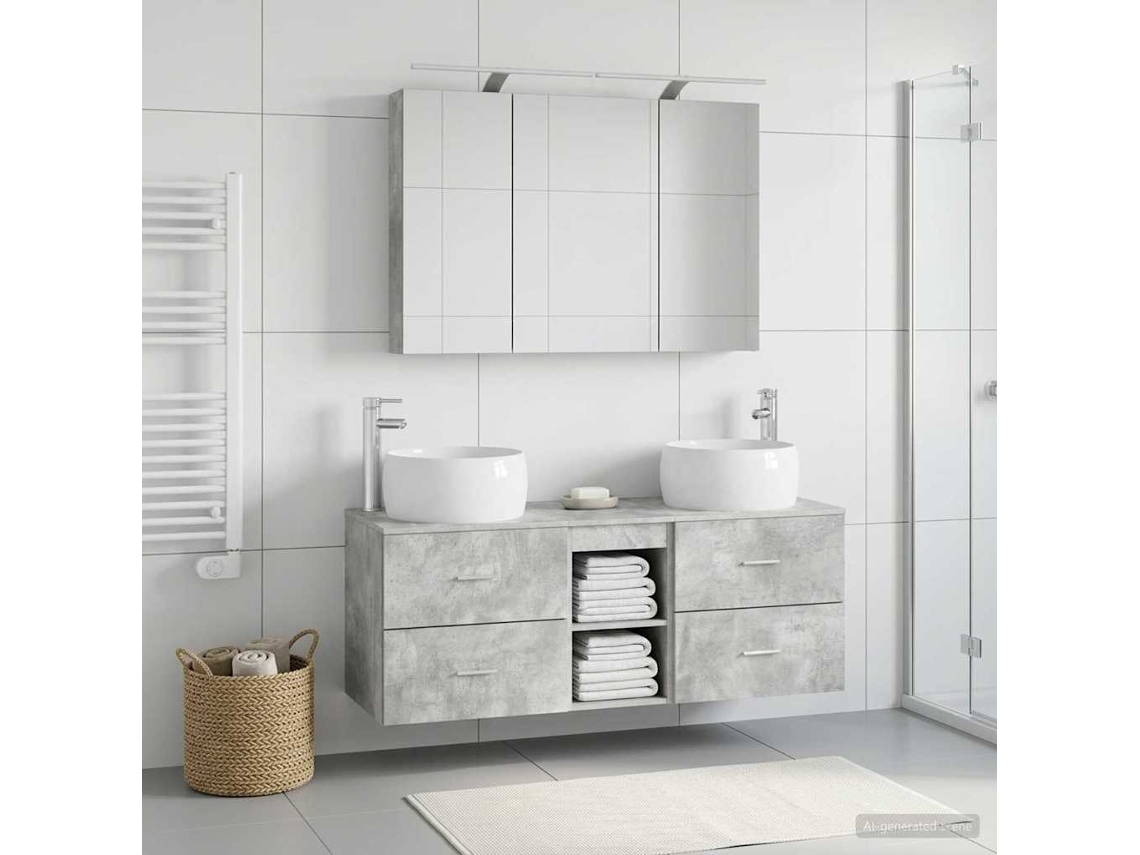 Vidaxl Conjunto De Móveis Para Banheiro 4 Pcs Cinzento Cimento