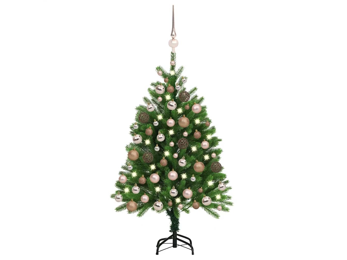 Vidaxl Árvore Natal Artificial Pré-iluminada C/ Bolas 120 Cm Verde