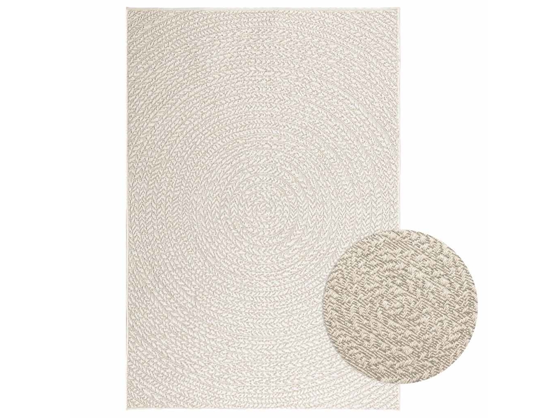 Vidaxl Tapete Zizur Creme 120x170cm Aspeto De Juta Interior E Exterior