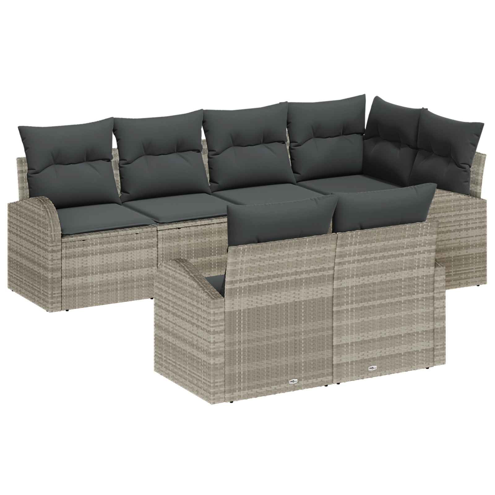 Conjunto 7 Conjunto De Lounge De Jardim Vidaxl Cinzento-claro Vime Pe (234 X 124 X 85 Cm)