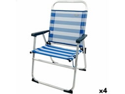 Cadeira de Praia AKTIVE Azul Branco 48 x 88 x 50 cm Alumínio Dobrável (4 Unidades)