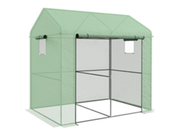 Estufa de Jardim BTFORUS 2,8m² com porta enrolável, 2 janelas, 200x140x200cm, verde