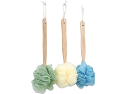 Conjunto De 3 Escovas Banho Madeira Com Cabo Longo Homoyoyo Para Esfoliação Corporal E Massagem Nas Costas, Feitas De