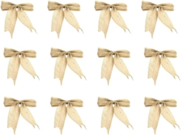 Enfeites de laço de juta para decoração de casamento, 12 peças, laços de nó para árvore, pingente principal de juta decorativa.