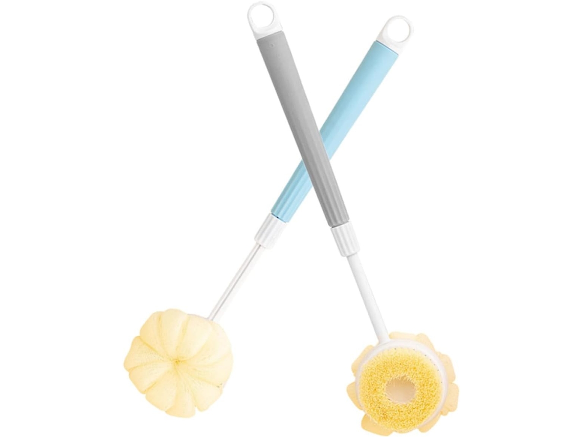 Escova De Banho Minkissy 2 Peças Com Cabo Para Corpo E Costas Cerdas Macias Esfoliação Limpeza Profundas
