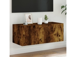 Móvel Para Tv De Parede | Armário Parede Tv | Móvel Tv Suspensos C/ Luzes Led 80x35x31 Cm Carvalho Fumado Cfw52926 Lovely Home