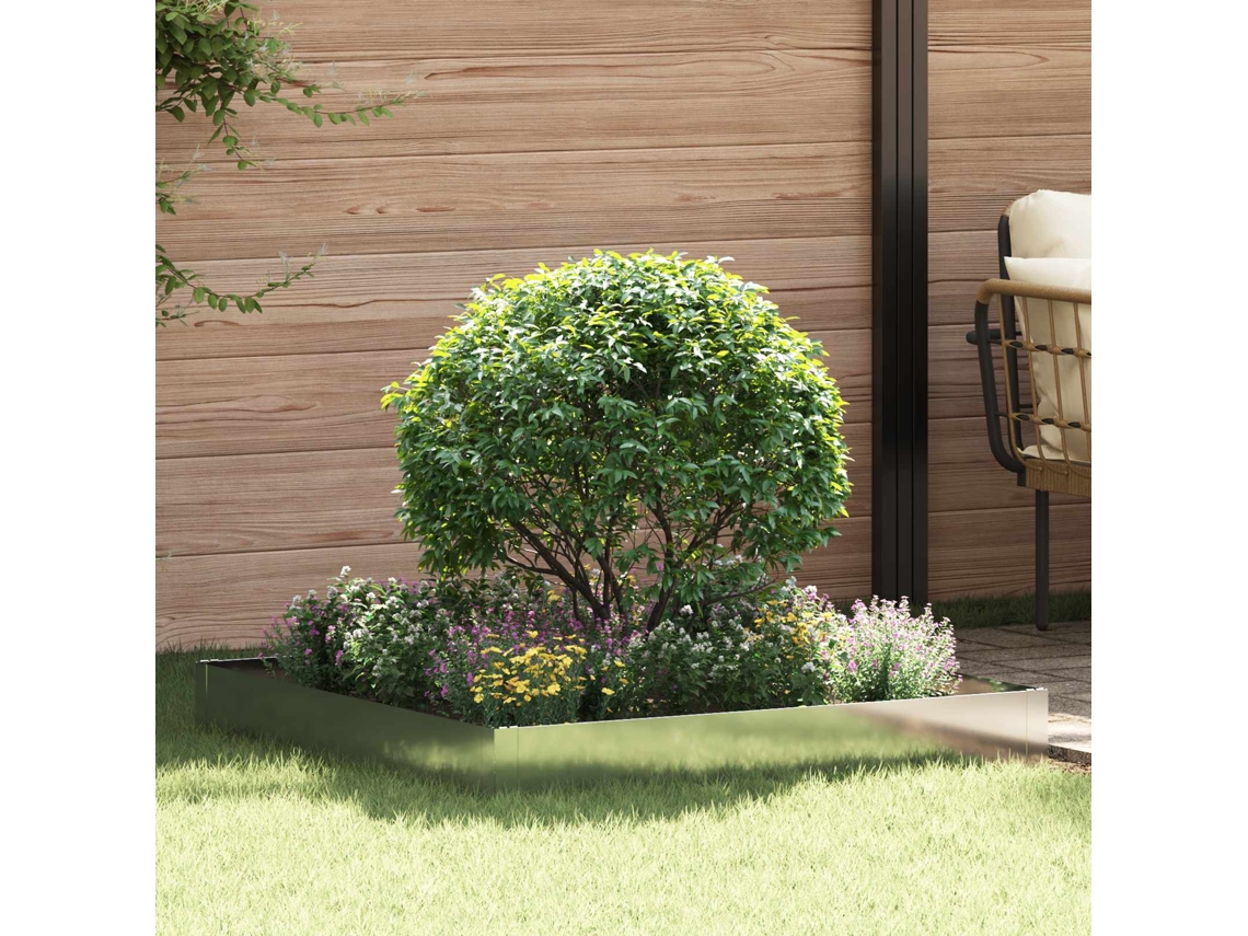 Vidaxl Acabamento Para Gramado 100 X 100 X 20 Cm Aço Prateado