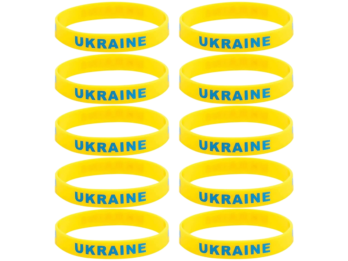Walshlxq 10 Pulseiras da Bandeira Nacional da Ucrânia em Silicone Macio Multicolorido Presente para Amantes da Paz