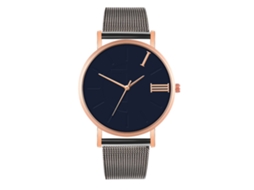 Reloj De Moda Para Parejas Con Correa De Malla Dial Redondo Cuarzo Unisex