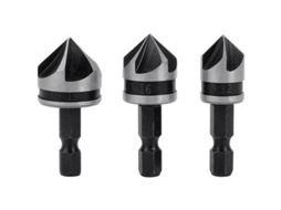 Cortador de Chanfro com 5 Lâminas 12mm/16mm/19mm Hcs Hexagonal 1/4" para Madeira e Metal