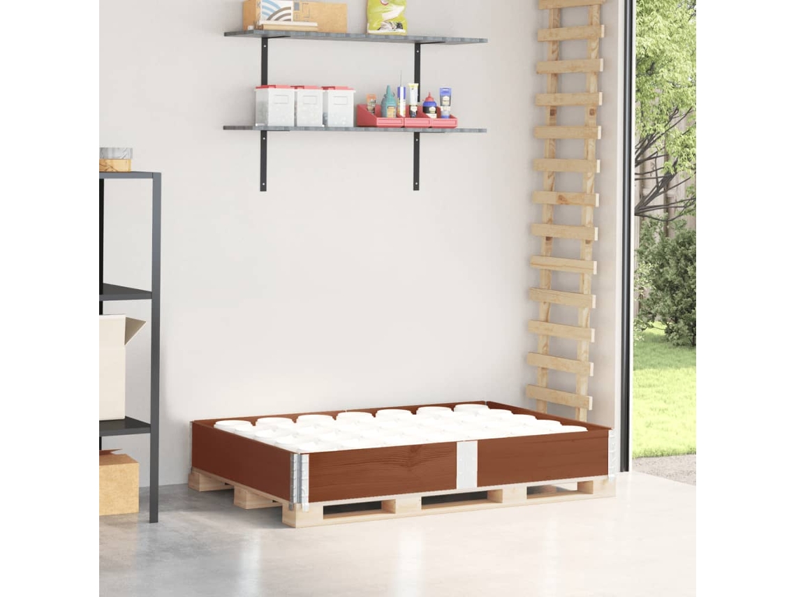 Vidaxl Colar Para Paletes 150x100 Cm Madeira De Pinho Maciça Castanho
