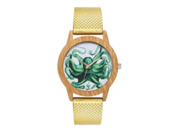 Relógio de quartzo casual unissex com pulseira de silicone dourada para homens e mulheres.
