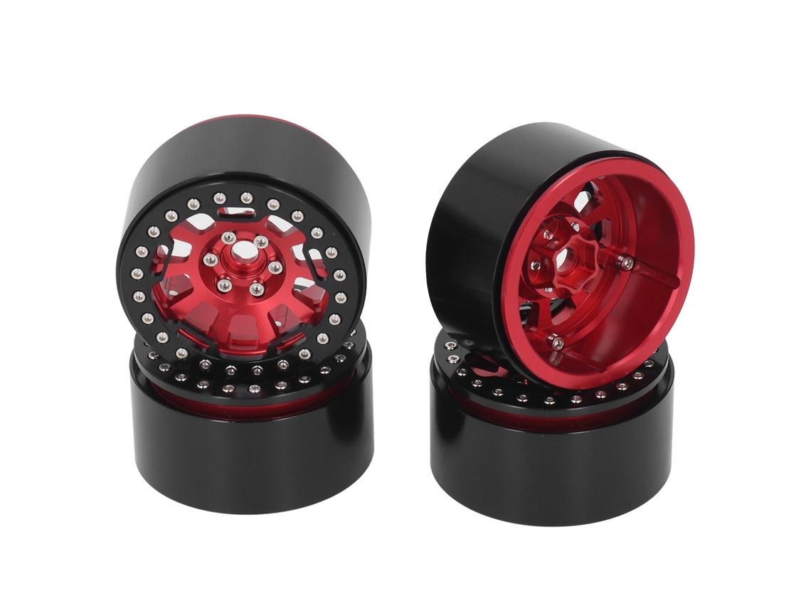 4 Peças De Roda De Alumínio De 2,2 Polegadas Para Traxxas Defender Axial Scx10 Scx10 Ii 90046 90047 Crawler Rc 1/10 Vermelho