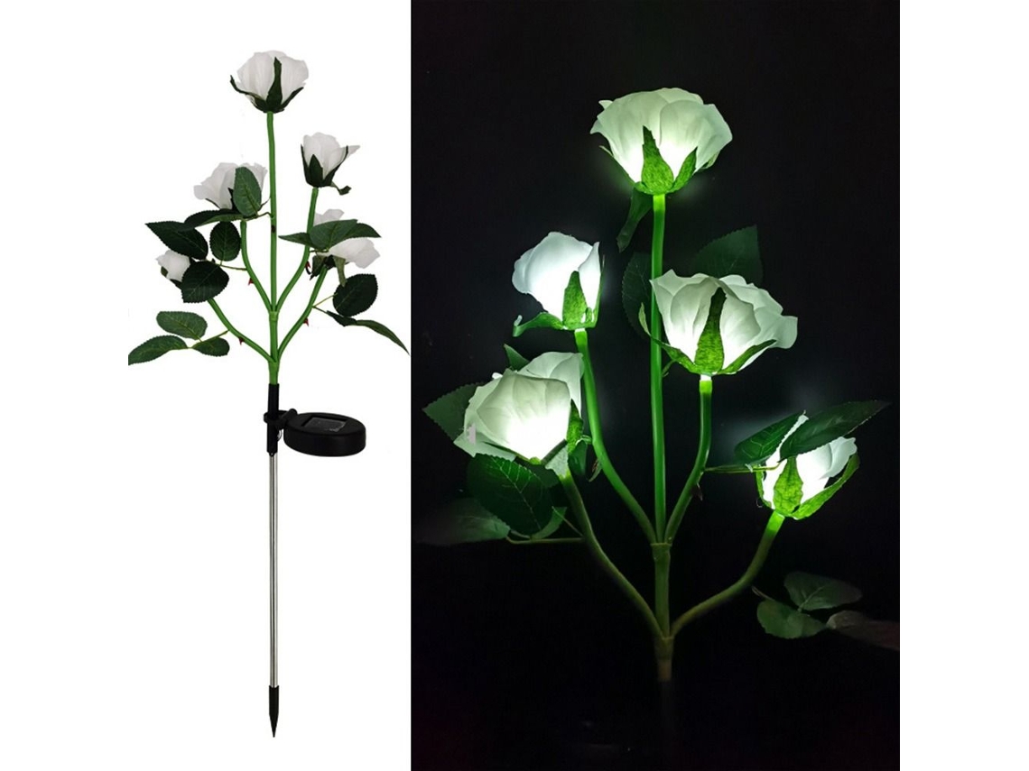 Lâmpada Led Rose Solar Lights Flower Branca Aquaforge