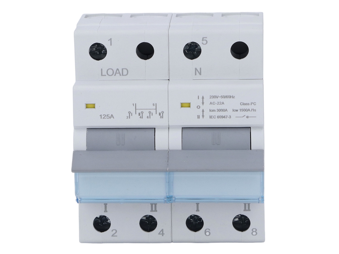 Interruptor de Isolamento CC Painel Solar Arranjo PV Interruptor de Circuito Din 2p 125A S/MARCA