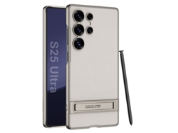 Capa Hexinyigjly Para Samsung Galaxy S25 Ultra , Pele Vegan Fina E Flexível, Antichoque, Toque Suave Cinza