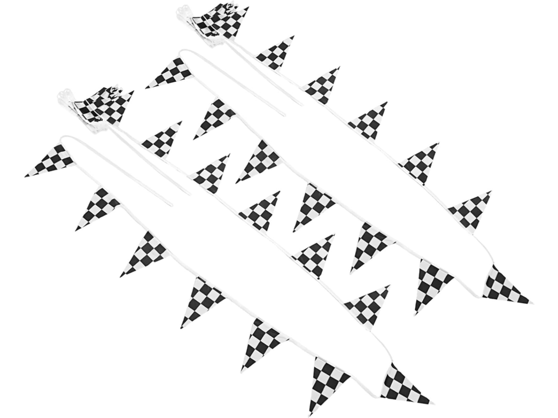 Bandeira Triangular Quadriculada De Poliéster De 2 Peças