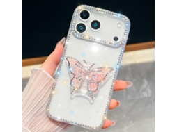 Capa Para Iphone 17 Pro Max Com Suporte Em Forma De Borboleta Com Glitter De Diamante.