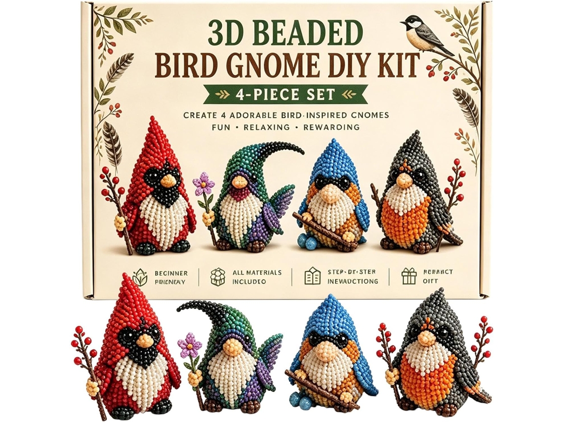 Kit 3d de Animais em Miçangas , Presente Diy Criativo para Adultos e Adolescentes Pássaros Goblins / Duendes Pássaros PANOONA
