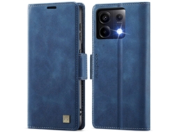 Capa Tipo Carteira De Couro Retrô Com Bloqueio Rfid Para Xiaomi Poco X6 5g / Xiaomi Redmi Note 13 Pro 5g Autspace A11, Azul