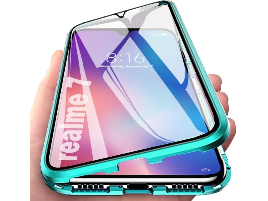 Capa Adsorção Protetora Frontal Traseira para Realme Realme 7 Hongwe. Vidro Temperado Magnética Transparente1