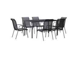 Garden Dining Set, Garden Dining Sets Vidaxl Preto Aço (150 Cm Table Length)