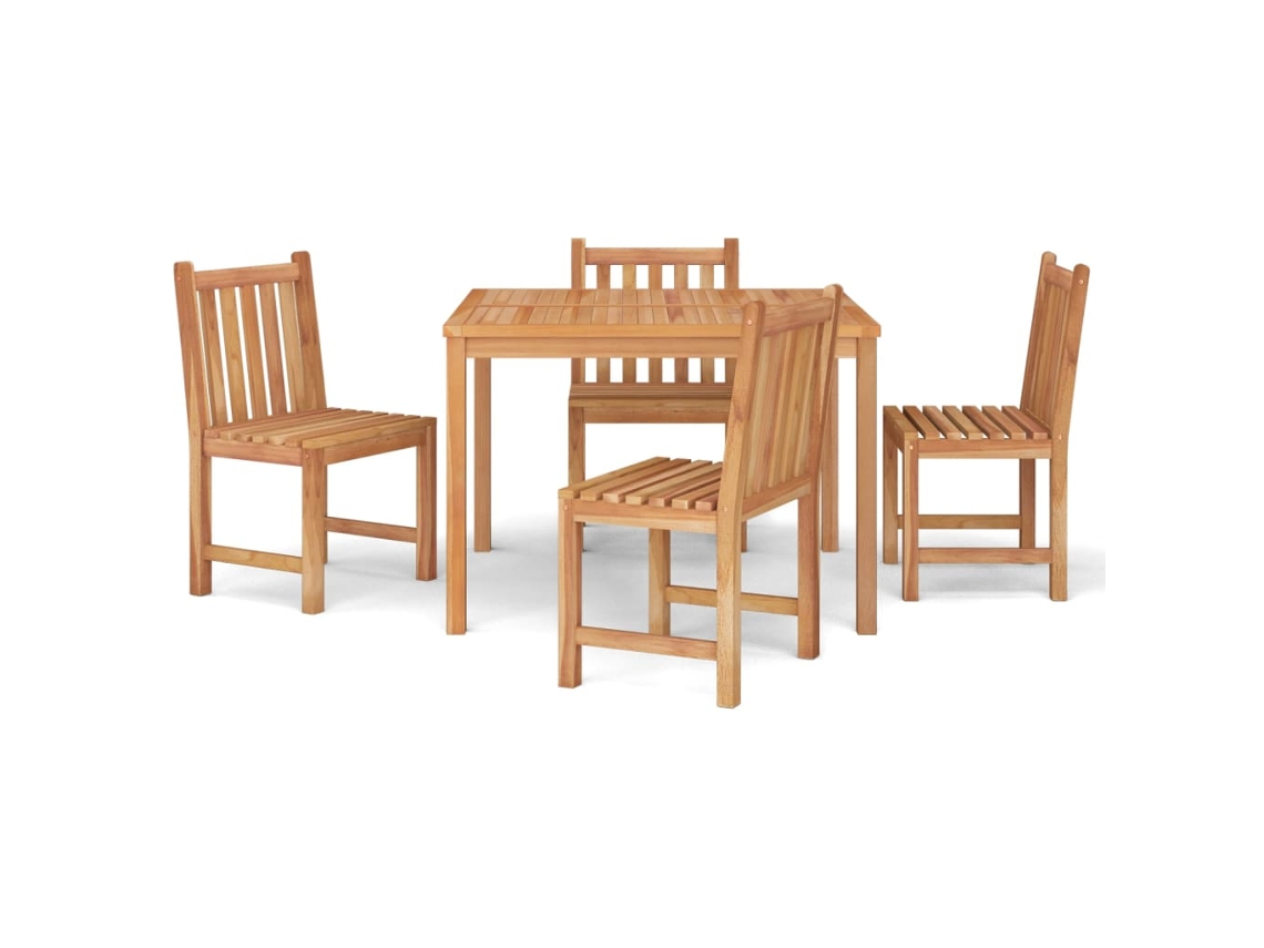 Garden Dining Set, Garden Dining Sets Vidaxl Marrom Teca (mesa Com 110 Cm De Comprimento)