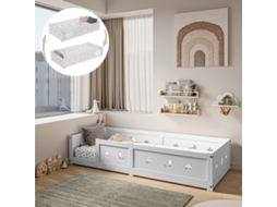 Cama Montessori Branca Para Criança 120x200 Cm, Estrutura Robusta Em Madeira, Grade De Segurança E Estrado De Ripas, Sem Colchão