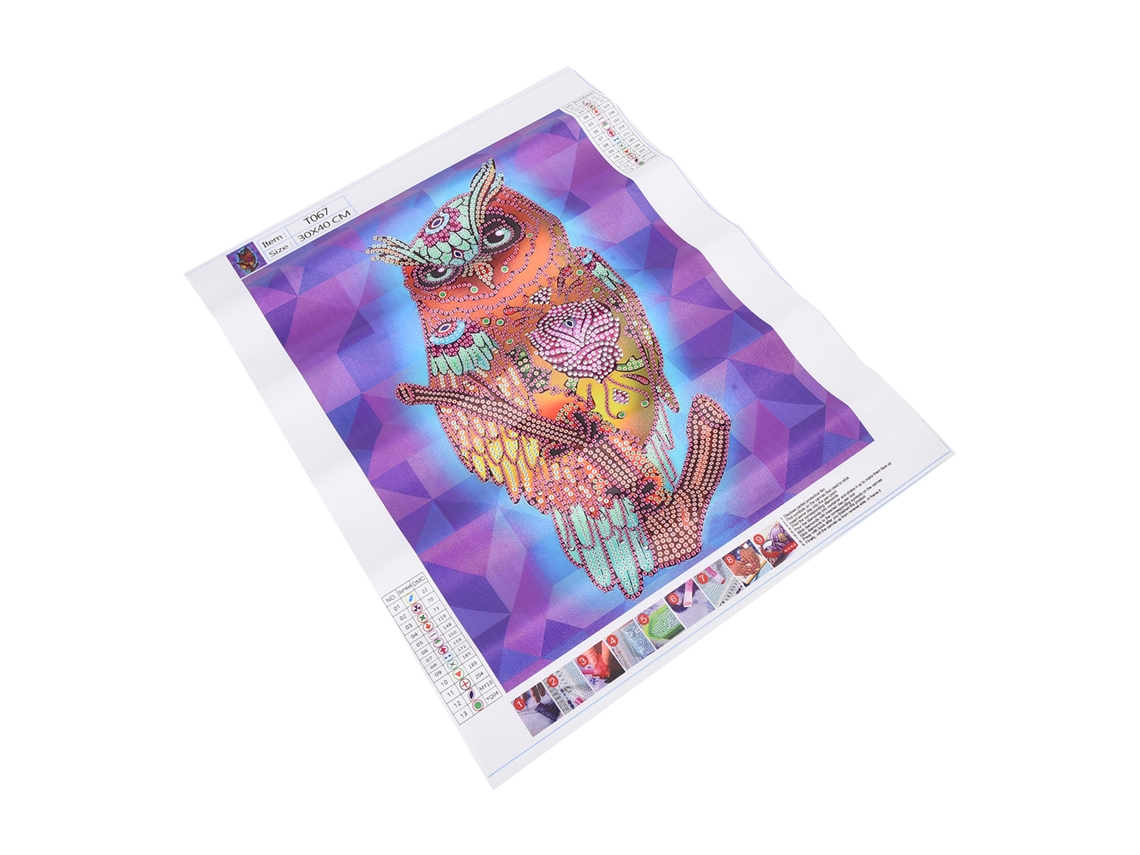 Kit De Pintura Com Pedras Strass Para Profissionais: Mapa De Coruja Relaxante, Cores Brilhantes, Diy Interessante