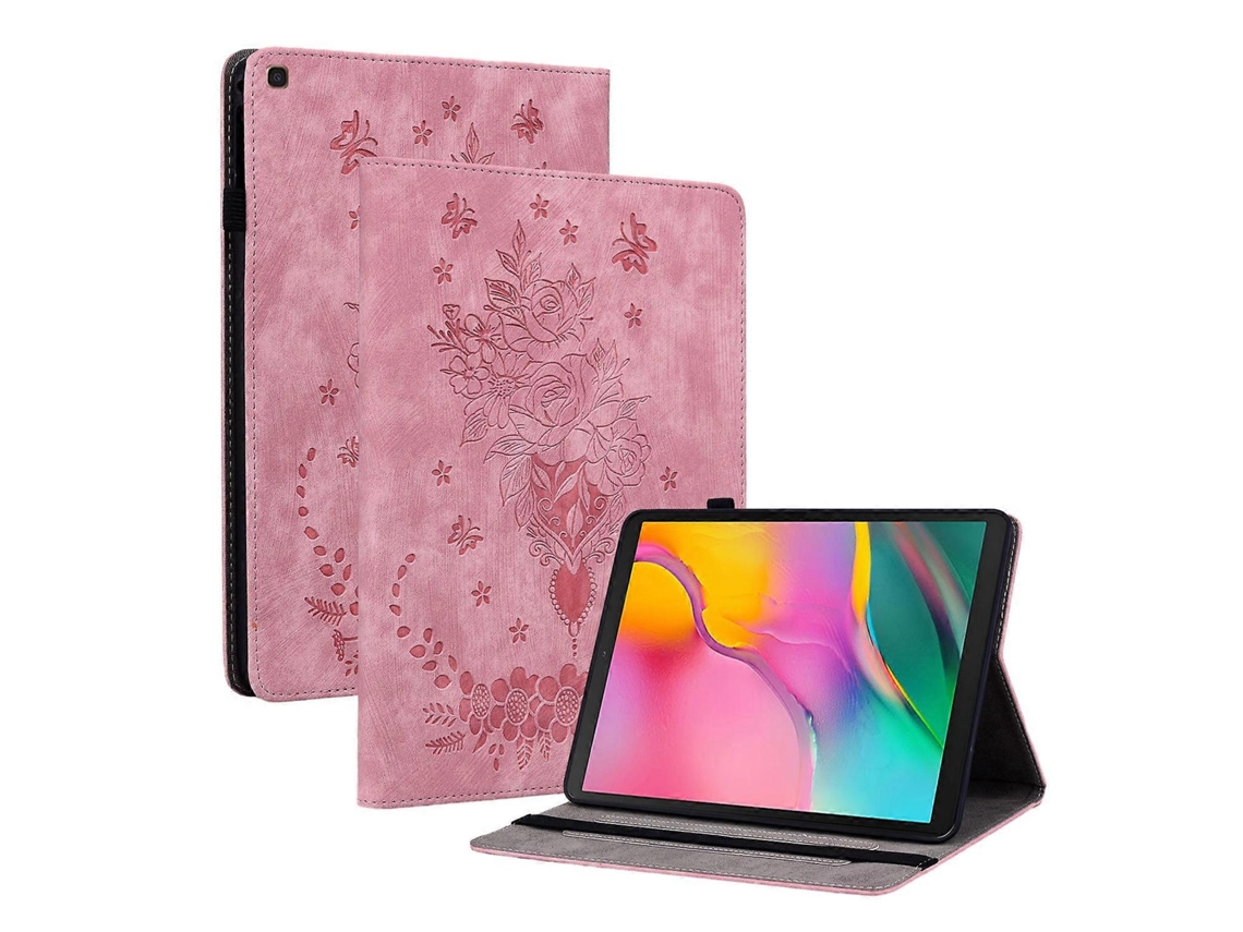 Capa de couro para tablet Webake com estampa de borboleta rosa