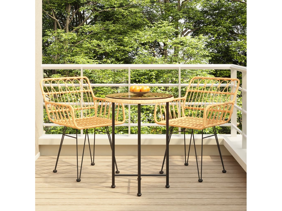 Conjunto De 3 Peças De Jantar Para Jardim Vime Pe Dkd Home Decor