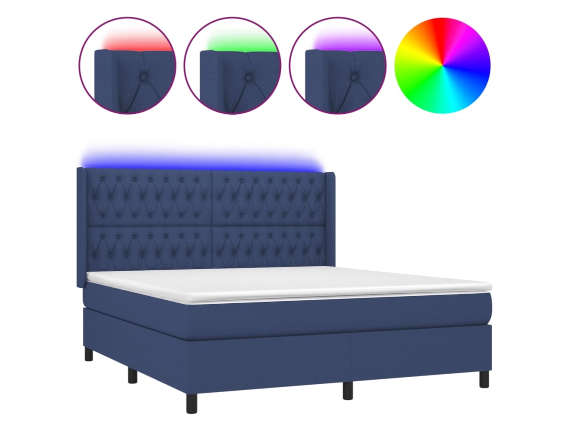 Box Spring Bed, Box Spring Beds Vidaxl Azul Tecido (180 X 200 Cm)