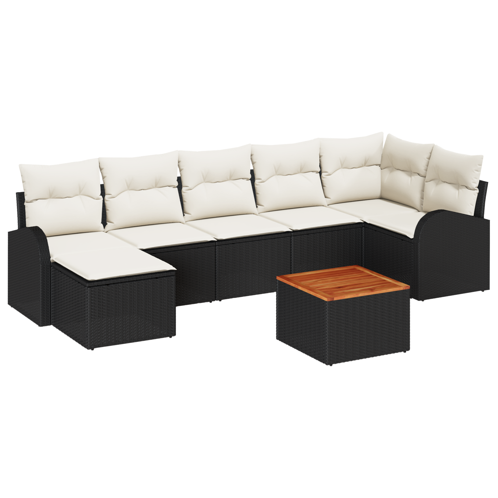 Conjunto 8 Conjunto De Sofá De Jardim Vidaxl Preto Vime Pe (289 X 124 X 69 Cm)