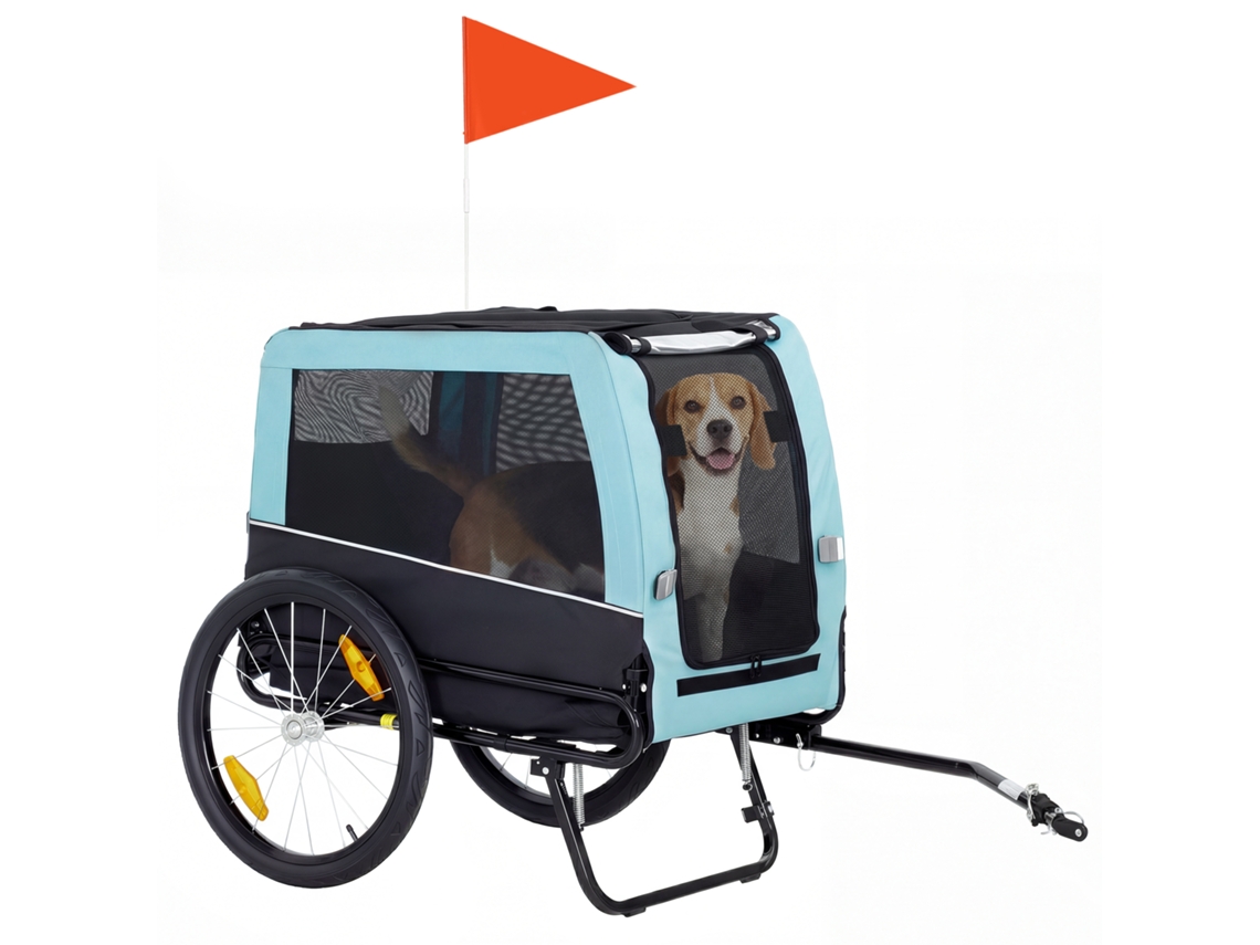 Carrinho de Bicicleta para Cães Leine 143x70x90 Cm (até 20 Kg, com Refletores de Segurança, Azul Claro)