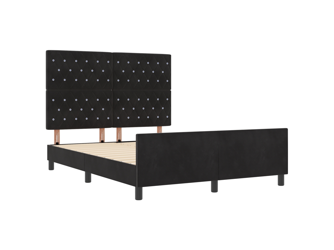 Estrutura De Cama Moderna De Veludo Preto Vidaxl Preto Fabric (160x200 Cm)