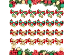 24 laços de Natal com sinos para decorar árvore, presentes e artesanato | S/MARCA